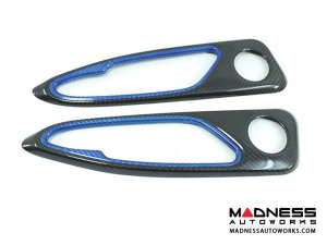 Alfa Romeo Giulia Interior Door Handle Surround Trim Set - Carbon Fiber - Blue Candy